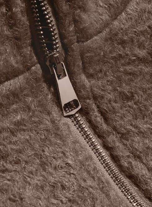 Coffee RD - Faux Fur High Neck Sweater - Khotwh