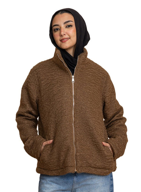 Coffee RD - Faux Fur High Neck Sweater - Khotwh