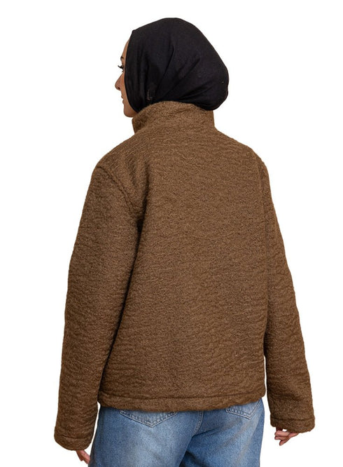 Coffee RD - Faux Fur High Neck Sweater - Khotwh