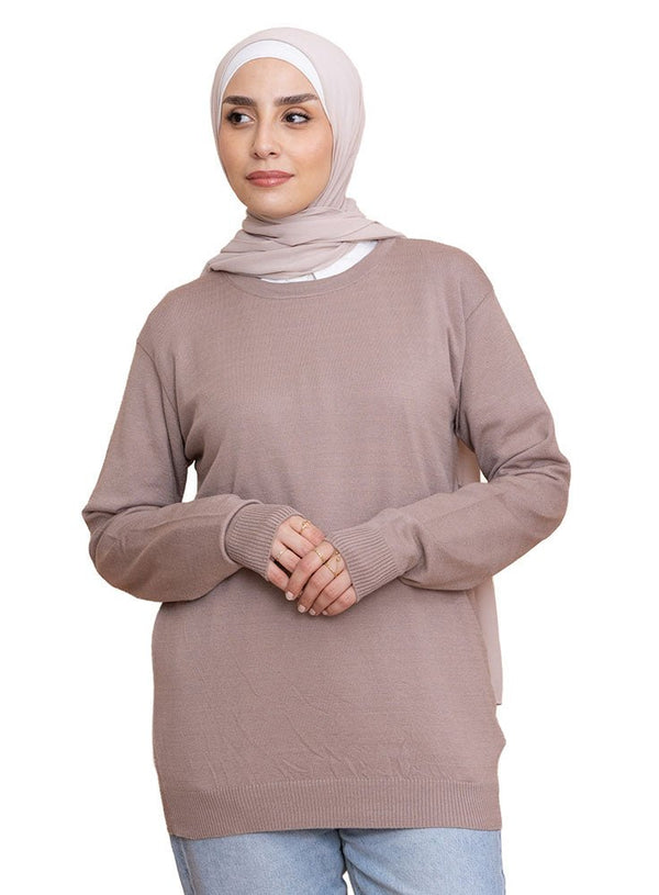 Coffee Round Knit Pullover - Khotwh
