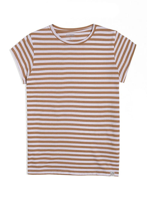 Coffee Striped Short - Sleeve - Khotwh