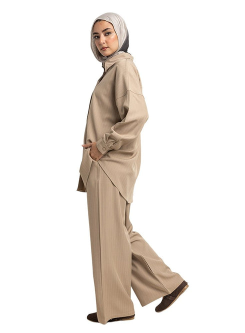 Coffee Striped Suit - Khotwh