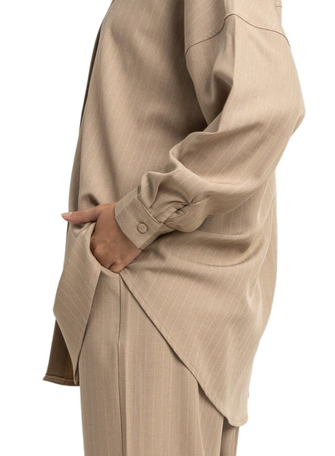 Coffee Striped Suit - Khotwh