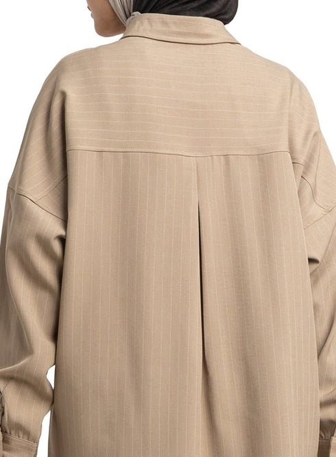 Coffee Striped Suit - Khotwh