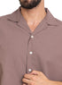 Coffee Tennis Collar Linen Shirt - Khotwh