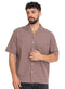 Coffee Tennis Collar Linen Shirt - Khotwh