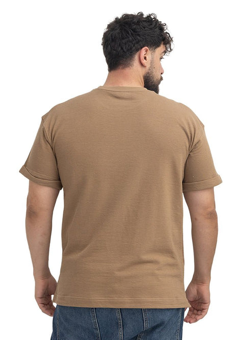 Coffee UpSide Sleeve -Crunchy-Oversize Round T-Shirt - Khotwh
