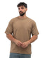 Coffee V-Crunchy-Oversize Round T-Shirt - Khotwh