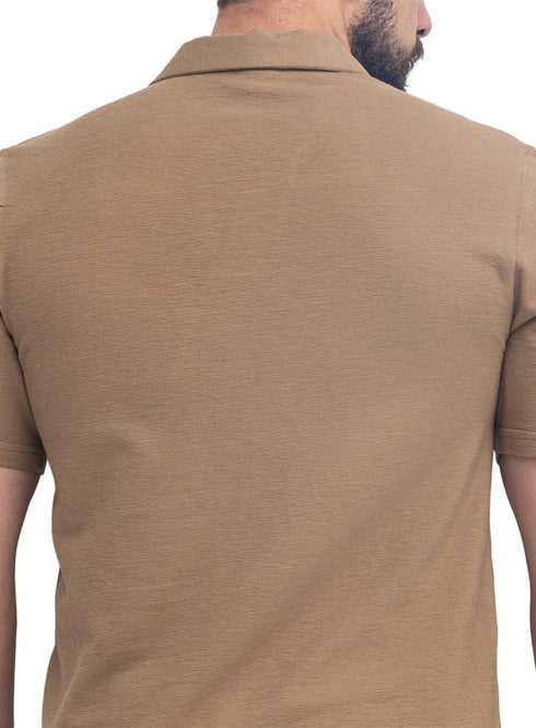 Coffee V-Neck Crunchy-Oversize T-Shirt - Khotwh