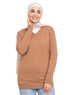 Coffee V - Neck Knit Pullover - Khotwh