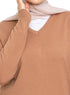 Coffee V - Neck Knit Pullover - Khotwh
