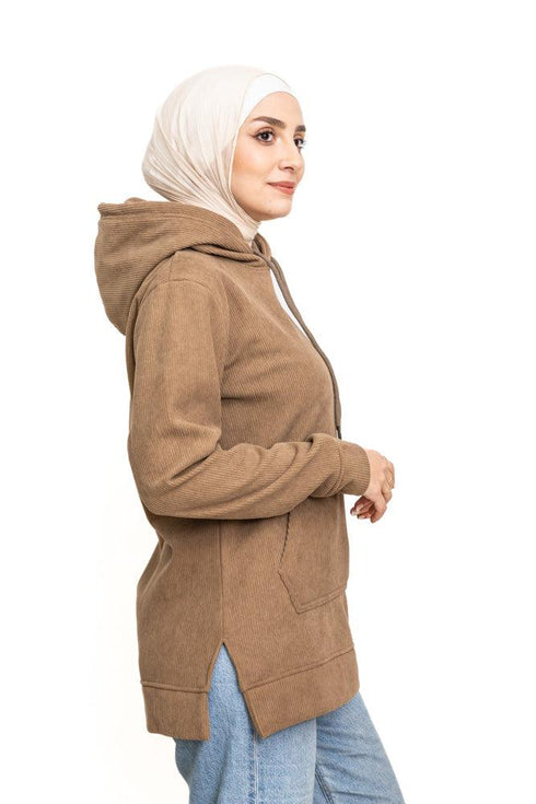 Coffee Velvet Hoodie Vent - Khotwh