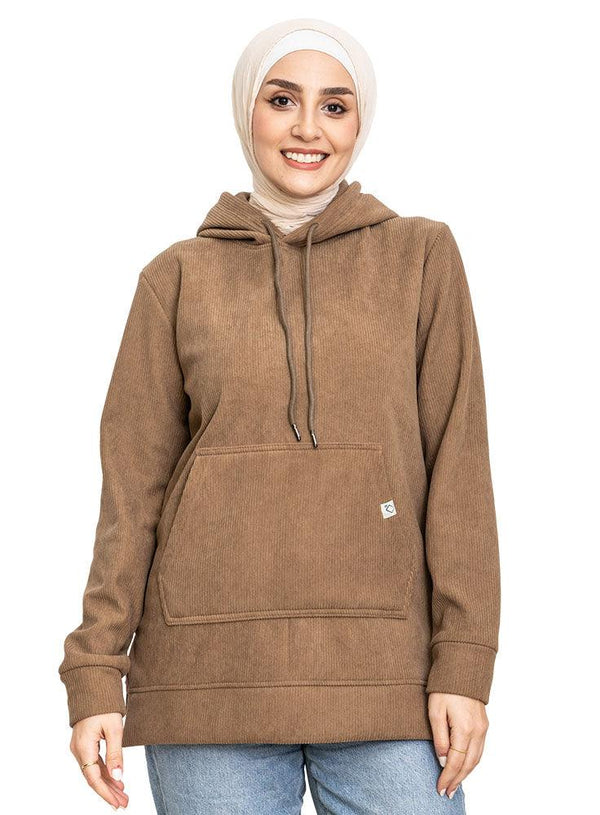 Coffee Velvet Hoodie Vent - Khotwh