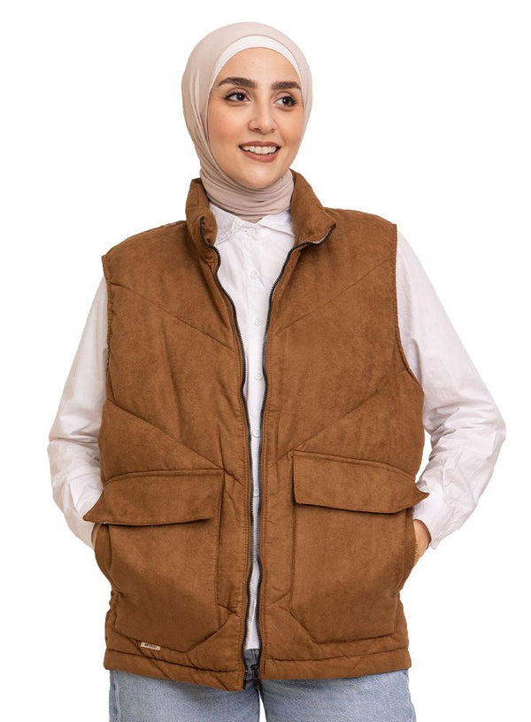 Coffee Velvet Vest - Design 3 - Khotwh