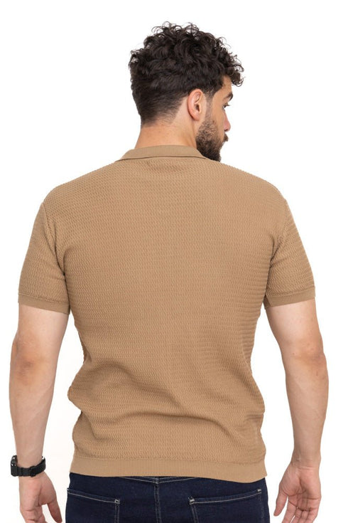 Coffee Zigzag F - S.Knit Polo T-shirt - Khotwh