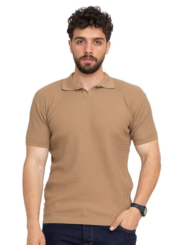 Coffee Zigzag F - S.Knit Polo T-shirt - Khotwh