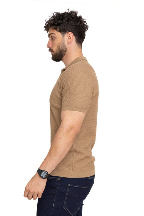 Coffee Zigzag F - S.Knit Polo T-shirt - Khotwh