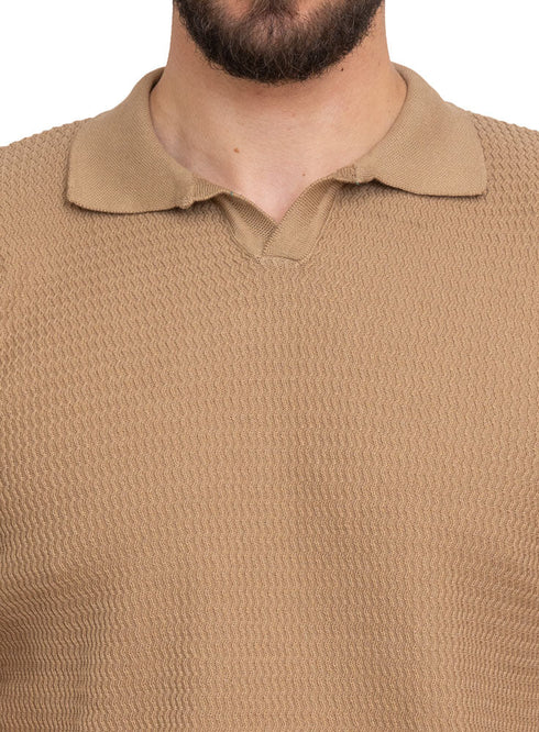Coffee Zigzag F - S.Knit Polo T-shirt - Khotwh