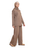 Coffee Zipper knitted Suit - Khotwh