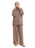 Coffee Zipper knitted Suit - Khotwh