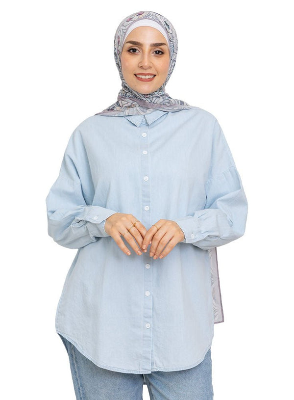 Cool Ice Button - Back Denim Shirt - Khotwh