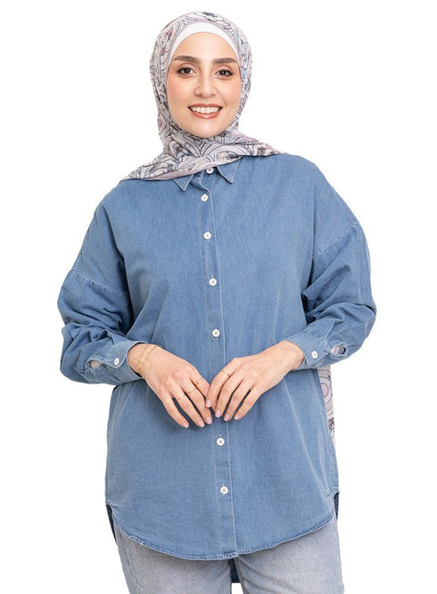 Cool Ice Over Size Denim Shirt - Khotwh