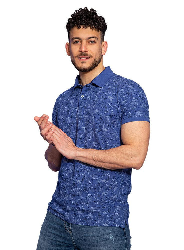 Crab - Jeans Blue Printed Polo - Khotwh