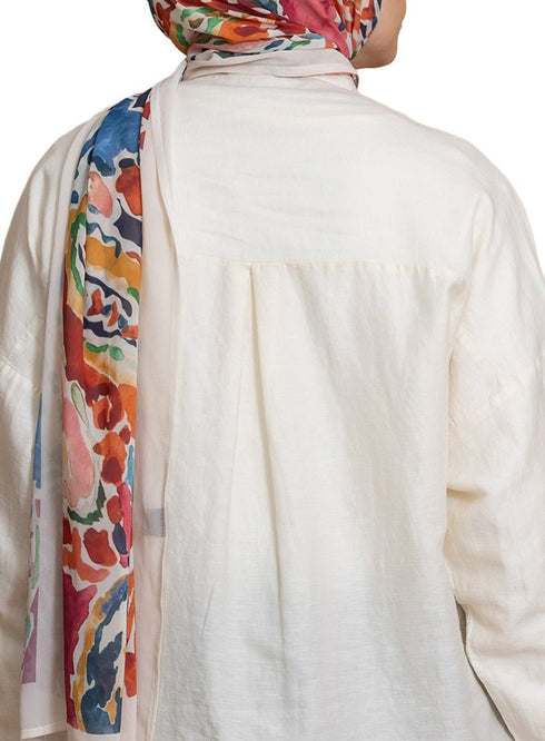 Creamy Pocket Over Size Linen Shirt - Khotwh