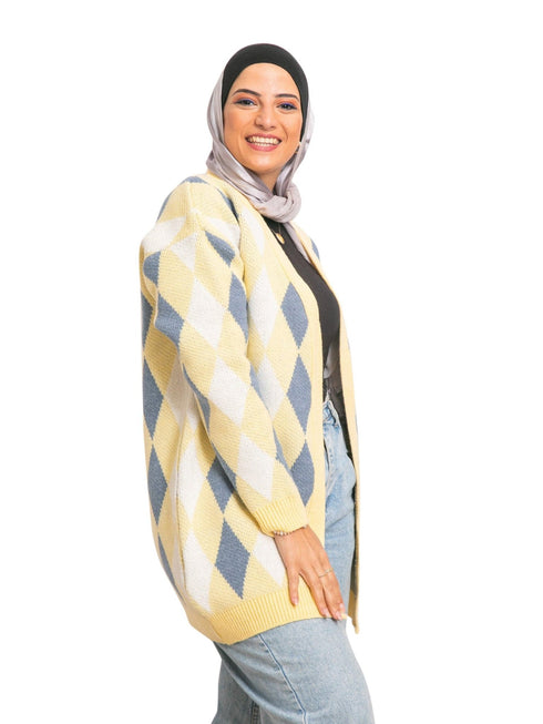 Creamy Rhombus Cardigan - Khotwh