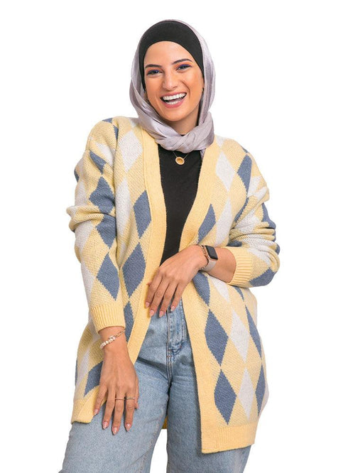 Creamy Rhombus Cardigan - Khotwh