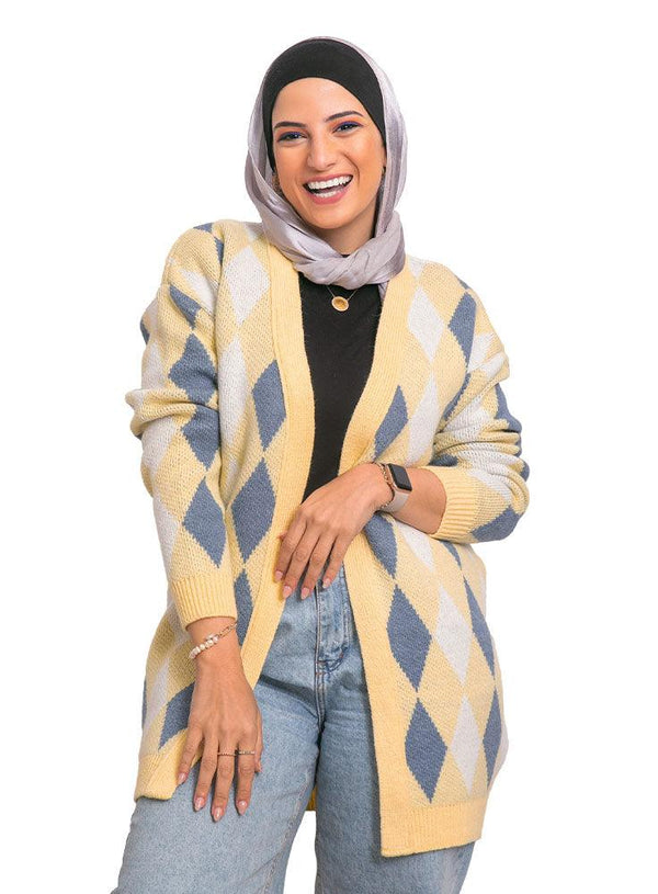 Creamy Rhombus Cardigan - Khotwh