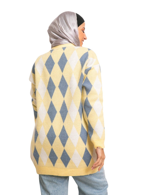 Creamy Rhombus Cardigan - Khotwh
