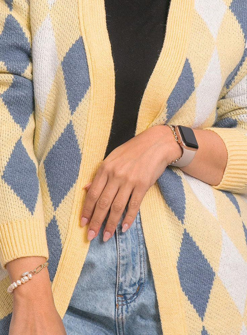 Creamy Rhombus Cardigan - Khotwh