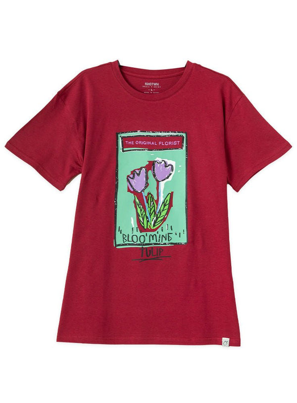 Crimson Printed O.S Short - Sleeve Design 11 - Khotwh