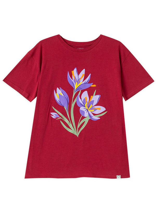 Crimson Printed O.S Short - Sleeve Design 5 - Khotwh