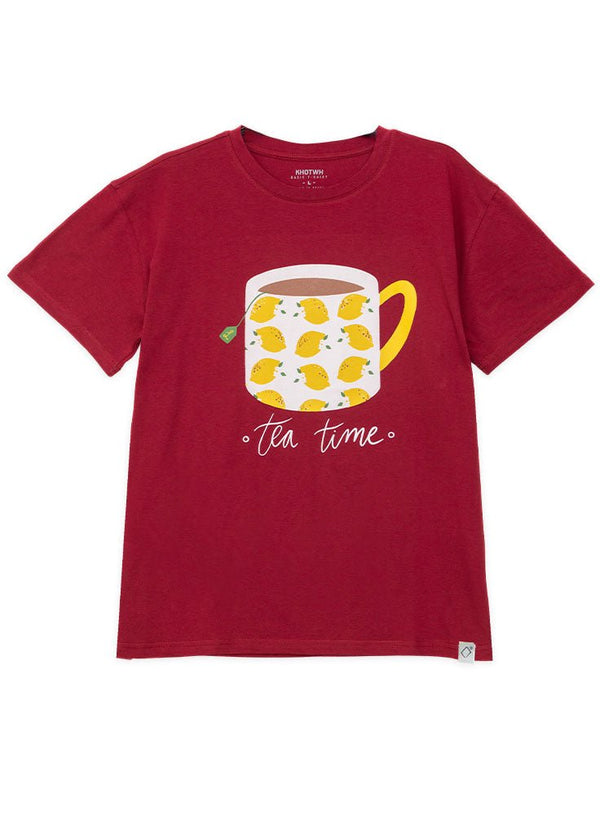 Crimson Printed O.S Short - Sleeve Design 7 - Khotwh