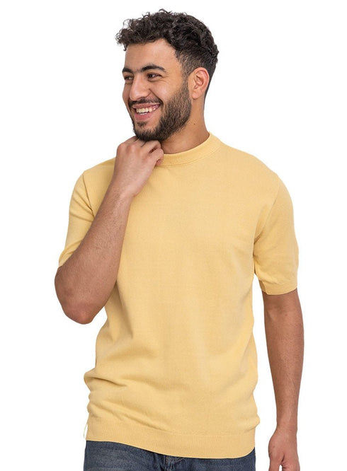 Cyber Yellow Design 1151Knit Round T-Shirt - Khotwh
