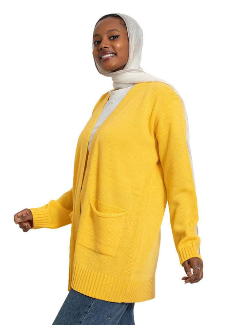 Cyber - Yellow E - Basic Pocket Cardigan - Khotwh
