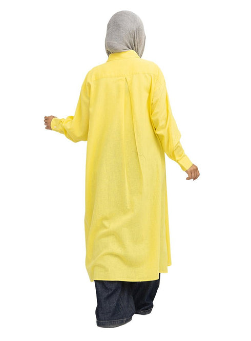 Cyber Yellow Linen Dress Shirt - Khotwh