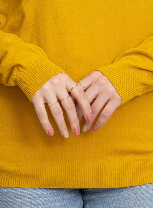 Cyber Yellow Round Knit Pullover - Khotwh