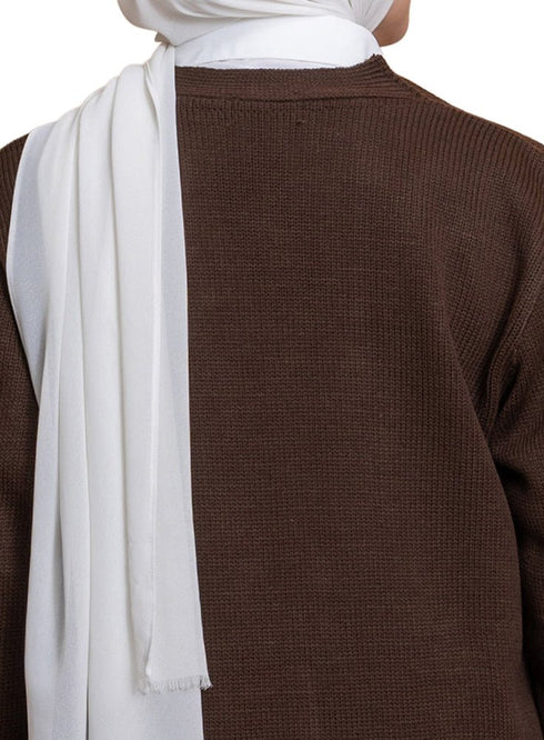 Dark Brown Basic Pocket Cardigan - Khotwh