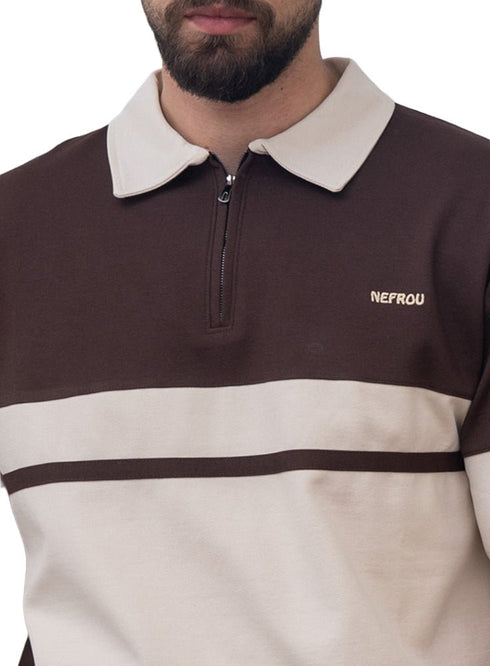 Dark Brown Design 3000 NF - Polo Neck T-Shirt - Khotwh