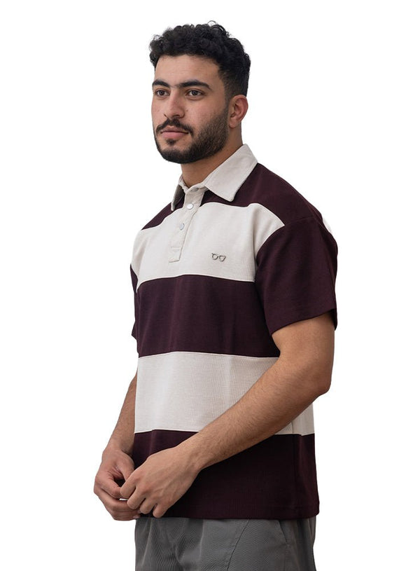 Dark Brown Design 3008 NF - Polo Neck T-Shirt - Khotwh