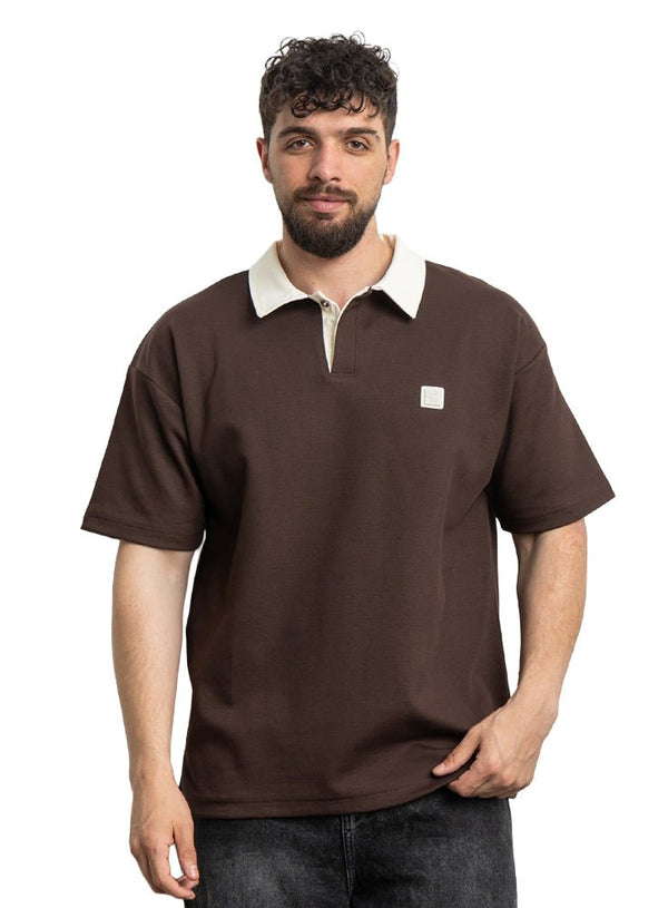 Dark Brown Design 3015 NF - Polo Neck T-Shirt - Khotwh