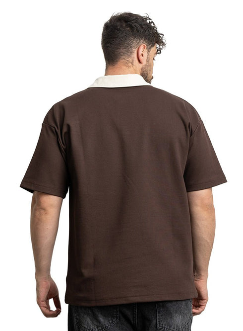 Dark Brown Design 3015 NF - Polo Neck T-Shirt - Khotwh