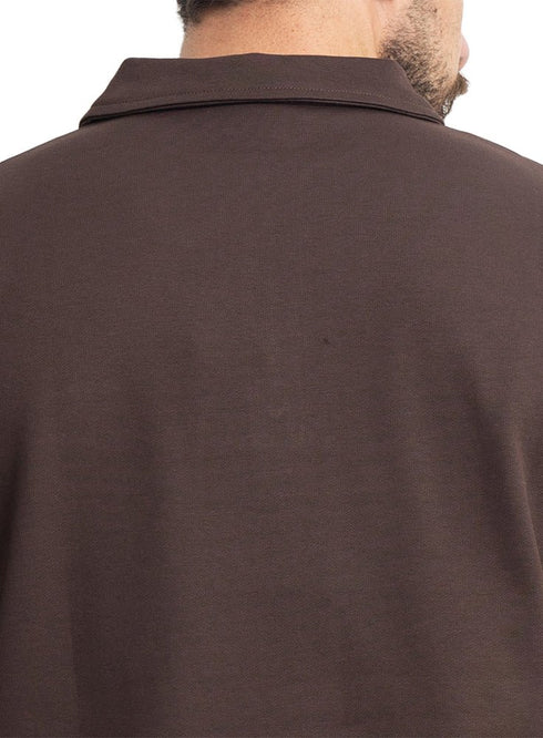 Dark Brown Design 3090 NF-Polo Neck T-Shirt - Khotwh