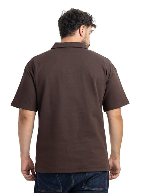 Dark Brown Design 3090 NF-Polo Neck T-Shirt - Khotwh