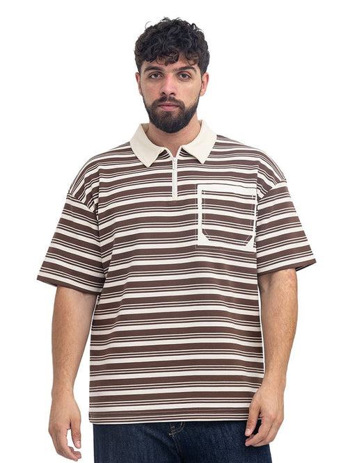 Dark Brown Design 3097 NF-Polo Neck T-Shirt - Khotwh