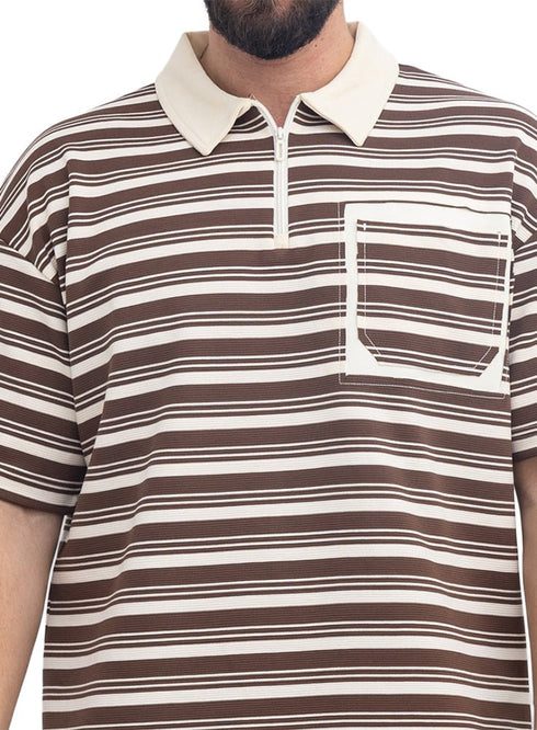 Dark Brown Design 3097 NF-Polo Neck T-Shirt - Khotwh