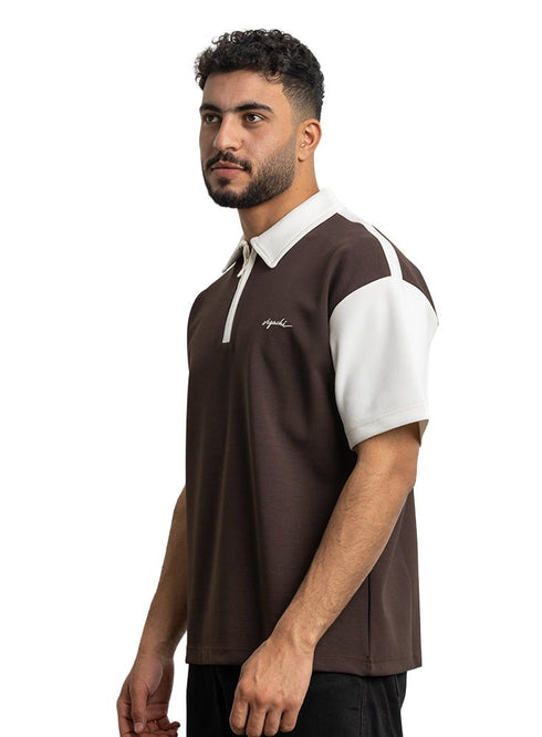 Dark Brown Design 4010 NF - Polo Neck T-Shirt - Khotwh